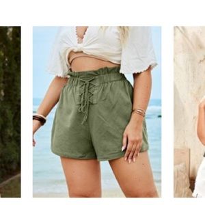 SHEIN Paper Bag Tie Up Shorts